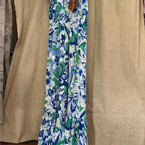 Floral Blue and Green Jumpsuit